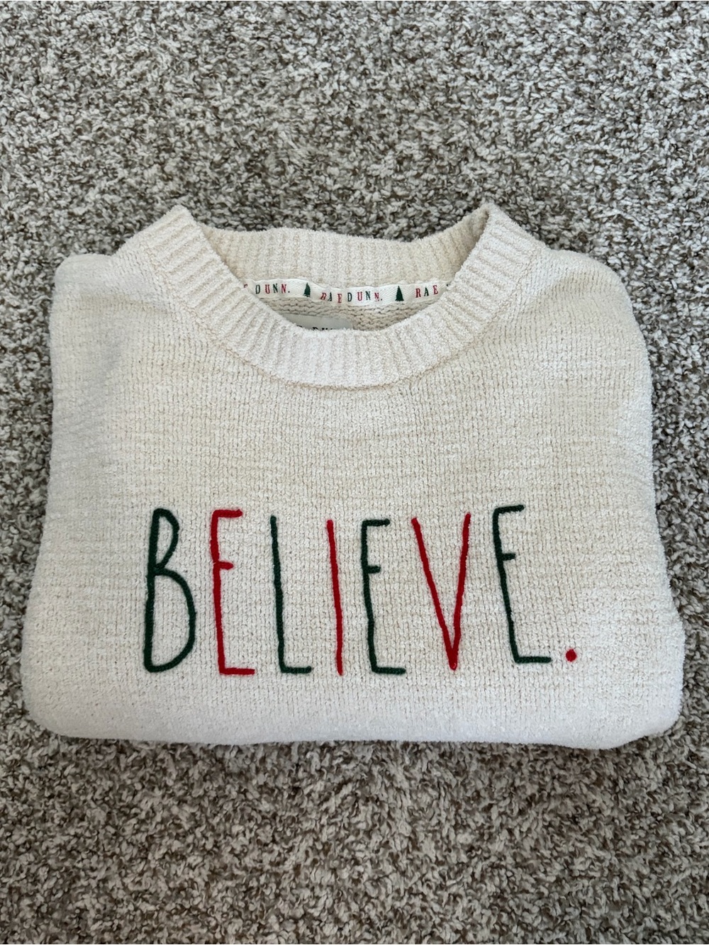 Like New Rae Dunn Believe Sweater Size Medium